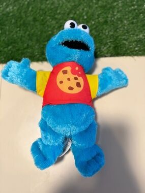 Sesame Street Blue Cookie Monster Plush with Red and Yellow Shirt